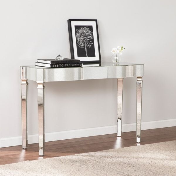 Shop Harper Blvd Clarendon Antique Silver Mirrored Glam Console Table For Antique Silver Metal Console Tables (View 18 of 20)
