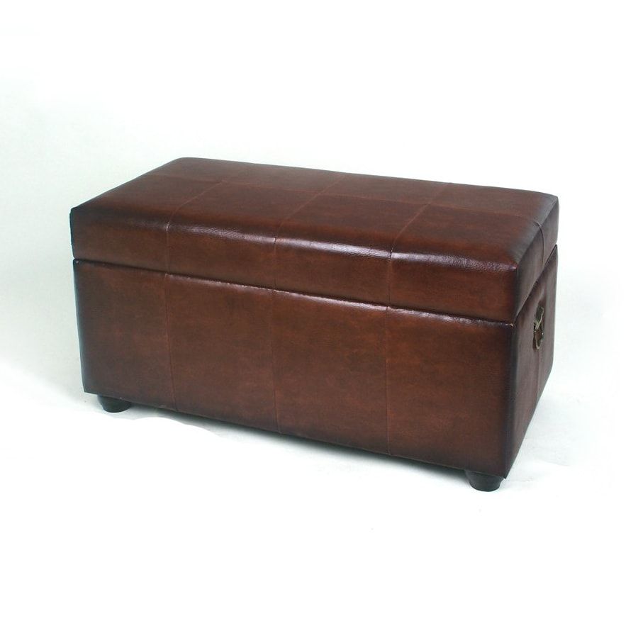 Shop International Caravan Istanbul Casual Brown Faux Leather Storage In Brown Leather Tan Canvas Pouf Ottomans (View 17 of 20)