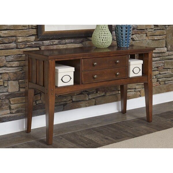 Shop Liberty Warm Cherry Transitional Sofa Table – Free Shipping Today Inside Warm Pecan Console Tables (View 20 of 20)