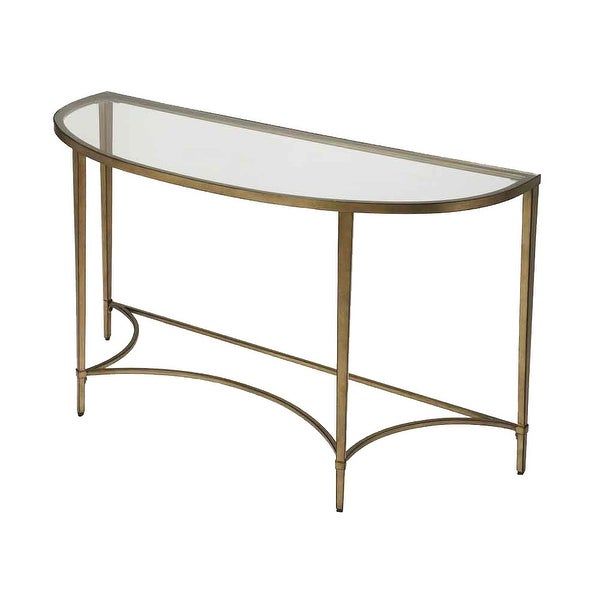 Shop Monica Modern Distressed Metal Demilune Console Table – Antique For Antique Silver Aluminum Console Tables (View 16 of 20)