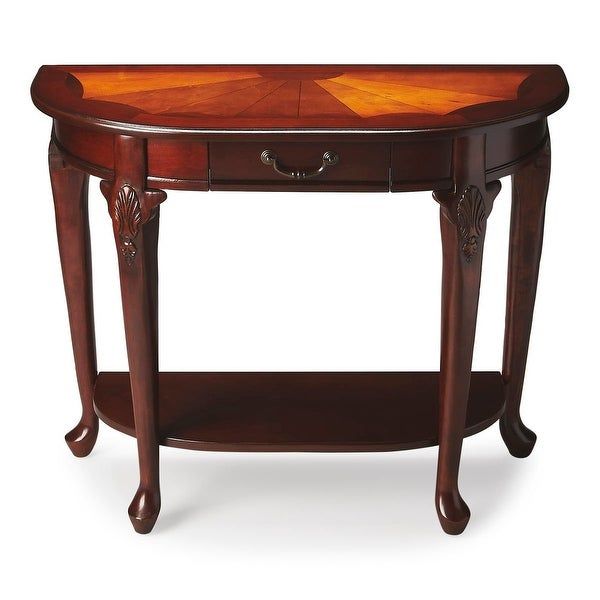 Shop Offex Traditional Demilune Solid Wood Console Table In Plantation Pertaining To Brown Wood Console Tables (View 14 of 20)