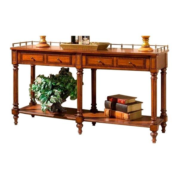 Shop Offex Traditional Solid Wood Sofa/console Table In Plantation With Regard To Black And Oak Brown Console Tables (View 11 of 20)