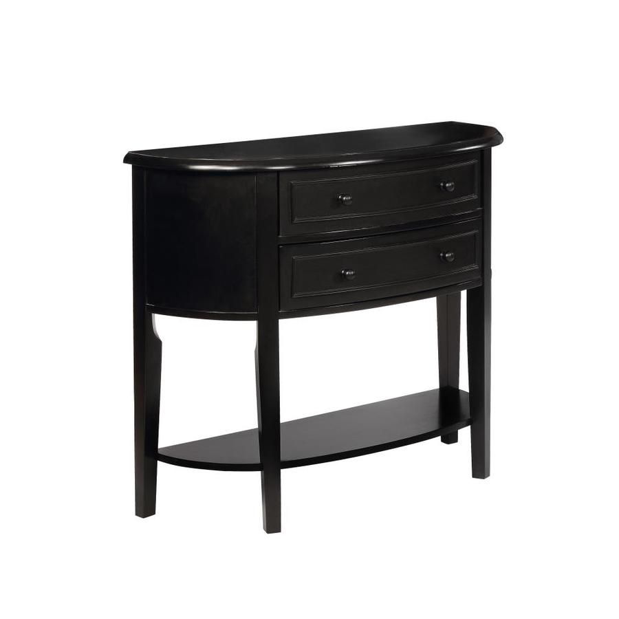 Shop Powell Black Wood Console Table At Lowes Regarding Black Wood Storage Console Tables (View 14 of 20)