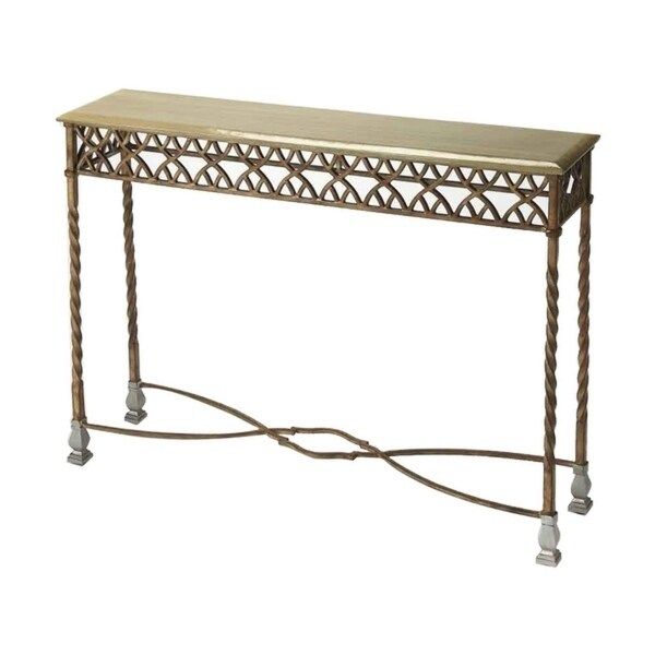 Shop Priscilla Platinum Distressed Wrought Iron Transitional Console In Wrought Iron Console Tables (View 10 of 20)