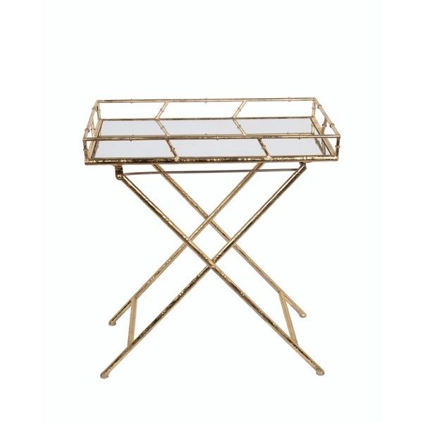 Shop Privilege Gold Leaf Rectangle Tray Table – Free Shipping Today Regarding Silver Leaf Rectangle Console Tables (View 8 of 20)