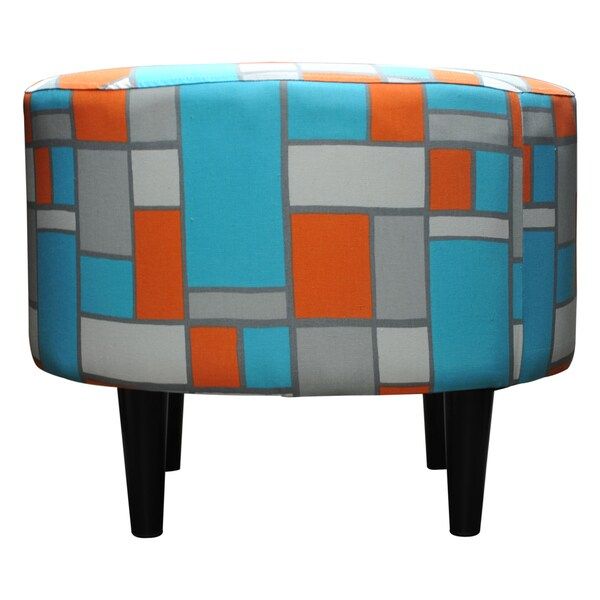 Shop Round Sophia Hopscotch Ottoman – Free Shipping Today – Overstock Inside Orange Fabric Nail Button Square Ottomans (View 4 of 20)