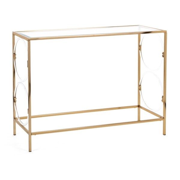Shop Rouvin Gold And Acrylic Clear Glass Console Table – Overstock Within Glass And Gold Console Tables (View 14 of 20)