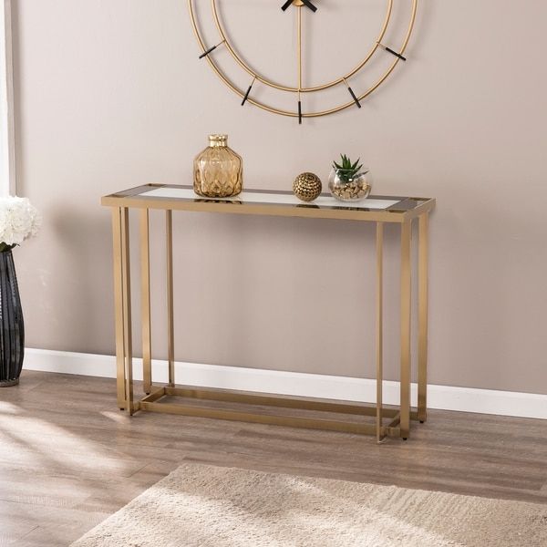 Shop Silver Orchid Mattison Contemporary Gold Metal Console Table – On Within Antique Gold Aluminum Console Tables (View 4 of 20)