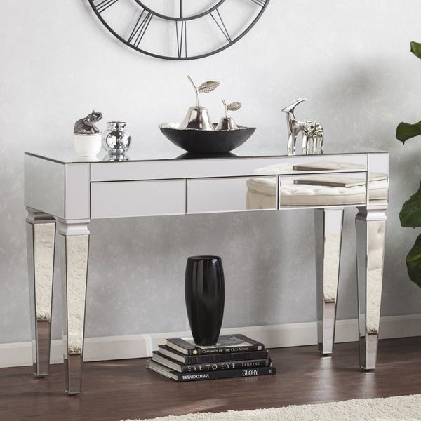 Shop Silver Orchid Olivia Contemporary Mirrored Console Table Within Silver Console Tables (View 5 of 20)