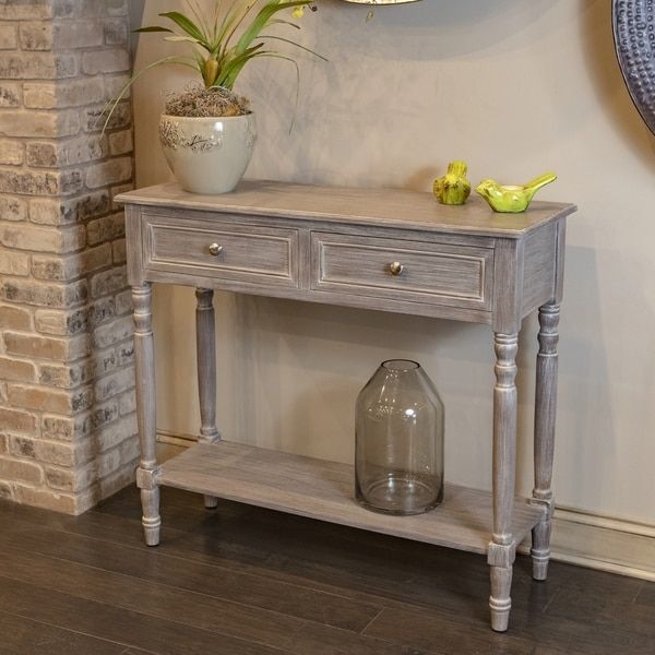 Shop Simplify Brown Wood 2 Drawer Console Table – On Sale – Free Throughout 2 Drawer Oval Console Tables (View 19 of 20)