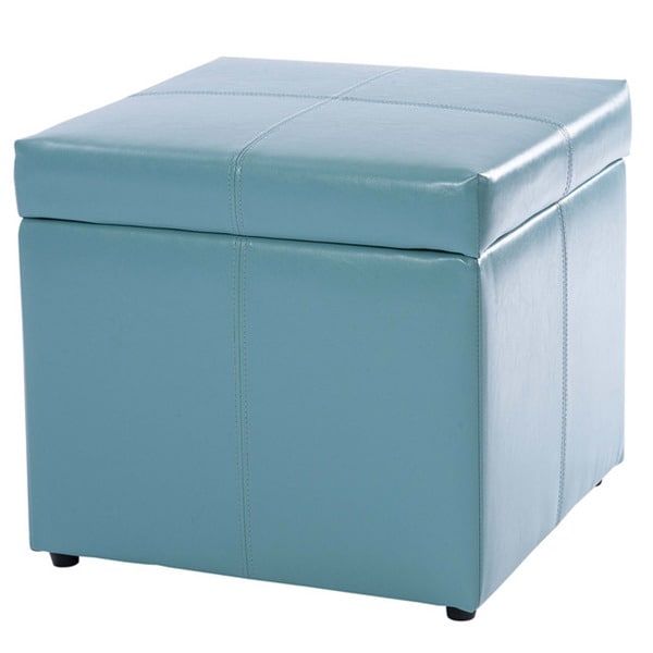 Shop Square Teal Blue Cube Storage Ottomanchristopher Knight Home Within Twill Square Cube Ottomans (View 17 of 20)