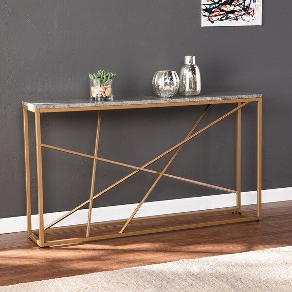 Shop Strick & Bolton Sigrid Faux Marble Skinny Console Table – On Sale Throughout Faux Marble Console Tables (View 12 of 20)