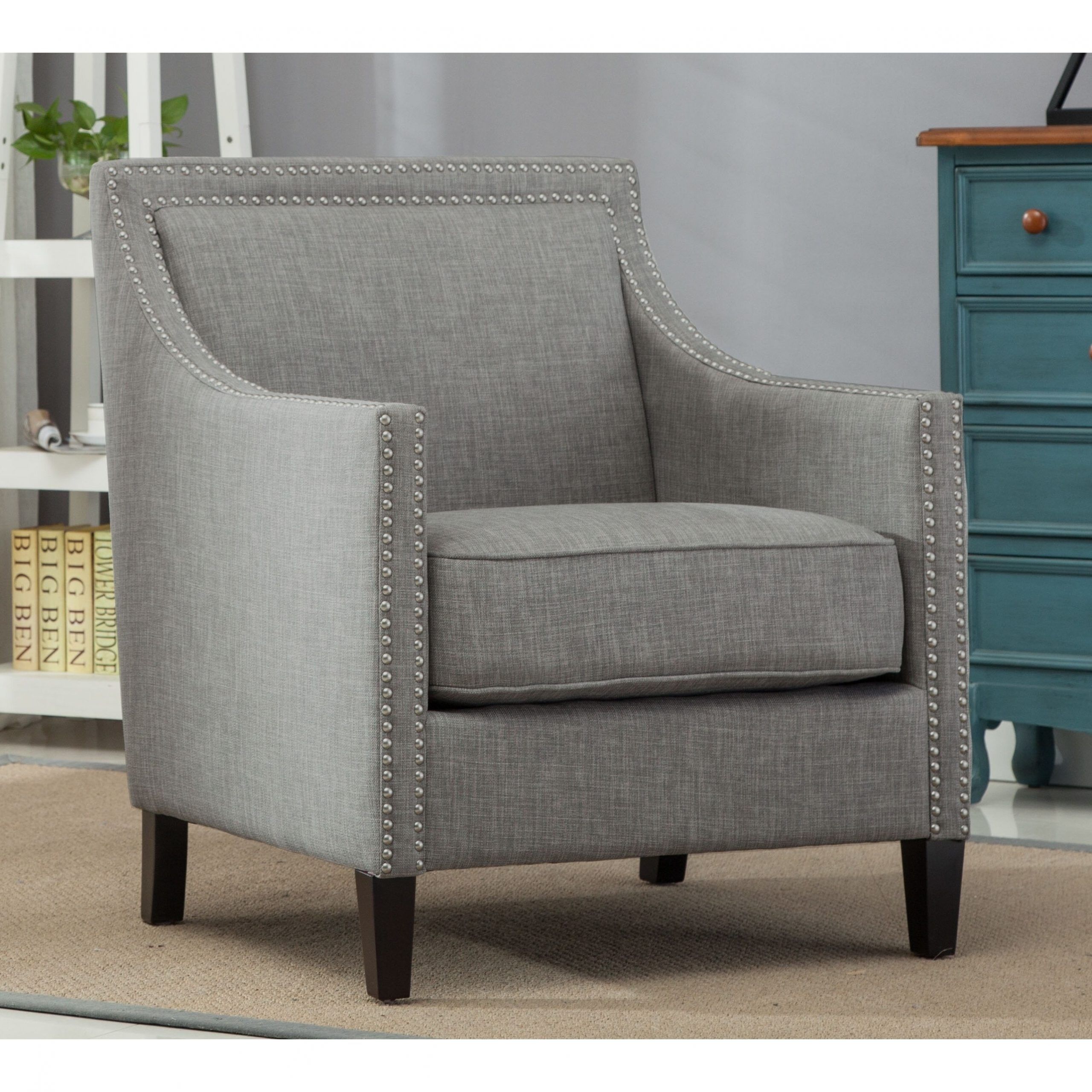 Shop Tanner Gray Accent Chairgreyson Living – Free Shipping On Intended For Satin Gray Wood Accent Stools (View 2 of 20)