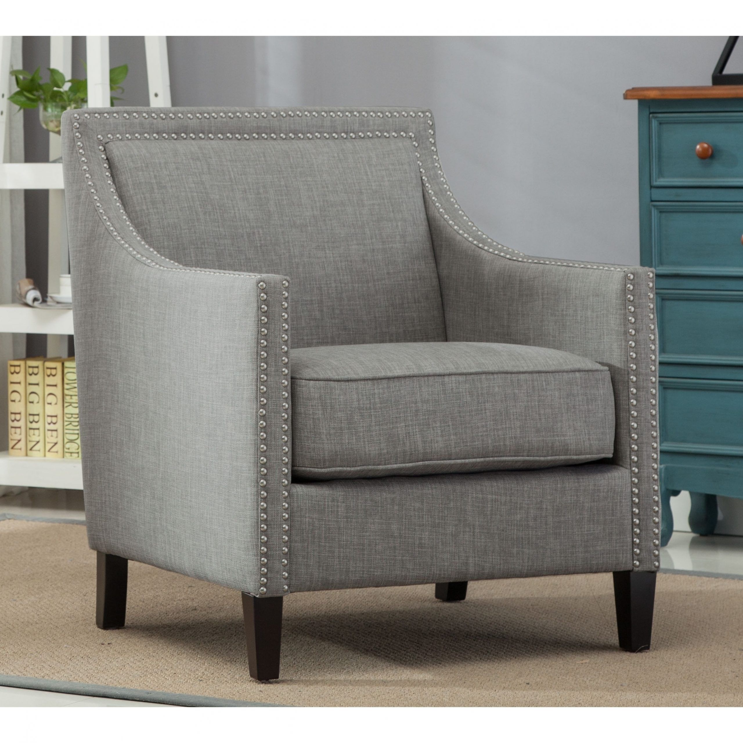 Shop Tanner Gray Accent Chairgreyson Living – Free Shipping On Intended For Smoke Gray Wood Accent Stools (View 3 of 20)