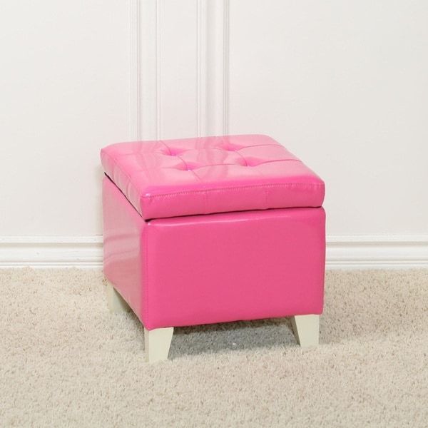 Shop Tufted Pink Patent Leather Storage Ottoman – Free Shipping Today Pertaining To Small White Hide Leather Ottomans (View 4 of 20)
