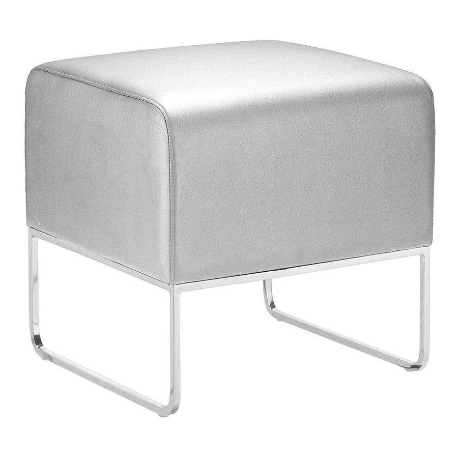 Shop Zuo Modern Modern Silver Faux Leather Ottoman At Lowes Regarding Silver Faux Leather Ottomans With Pull Tab (View 15 of 20)