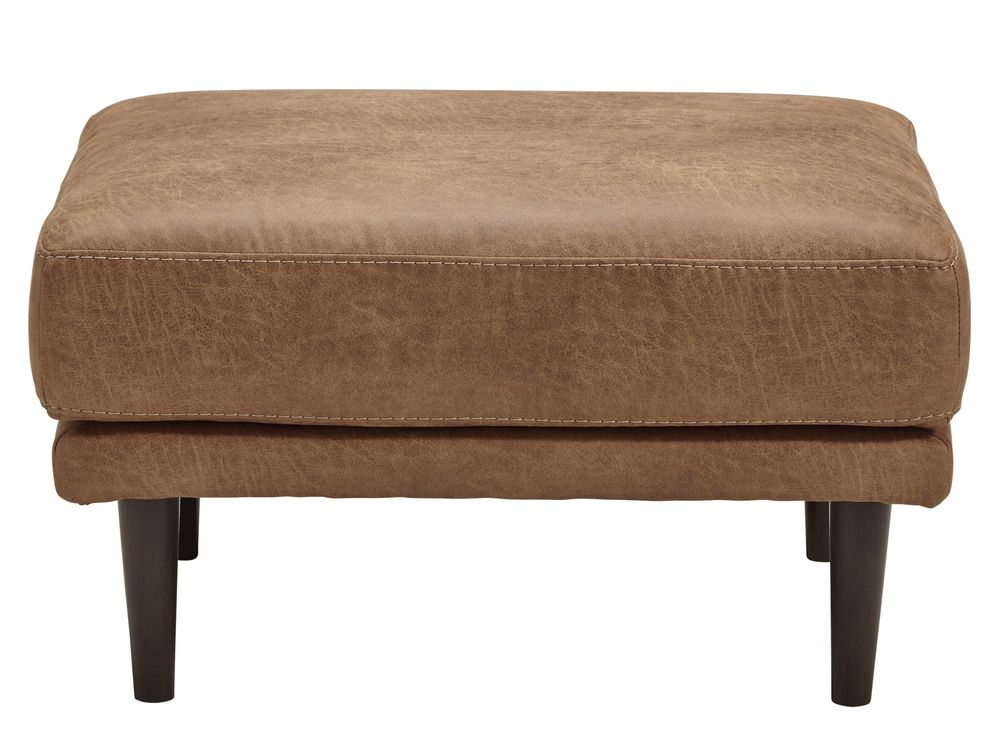 Signature Design Arroyo Caramel Faux Leather Ottomanashley Throughout Camber Caramel Leather Ottomans (View 7 of 17)