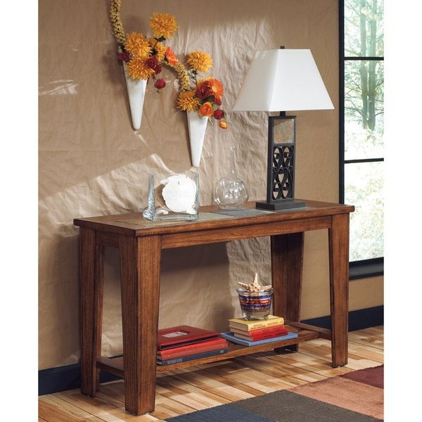 Signature Designsashley Toscana Rich Warm Brown Sofa Table – Free Throughout Warm Pecan Console Tables (Gallery 19 of 20)