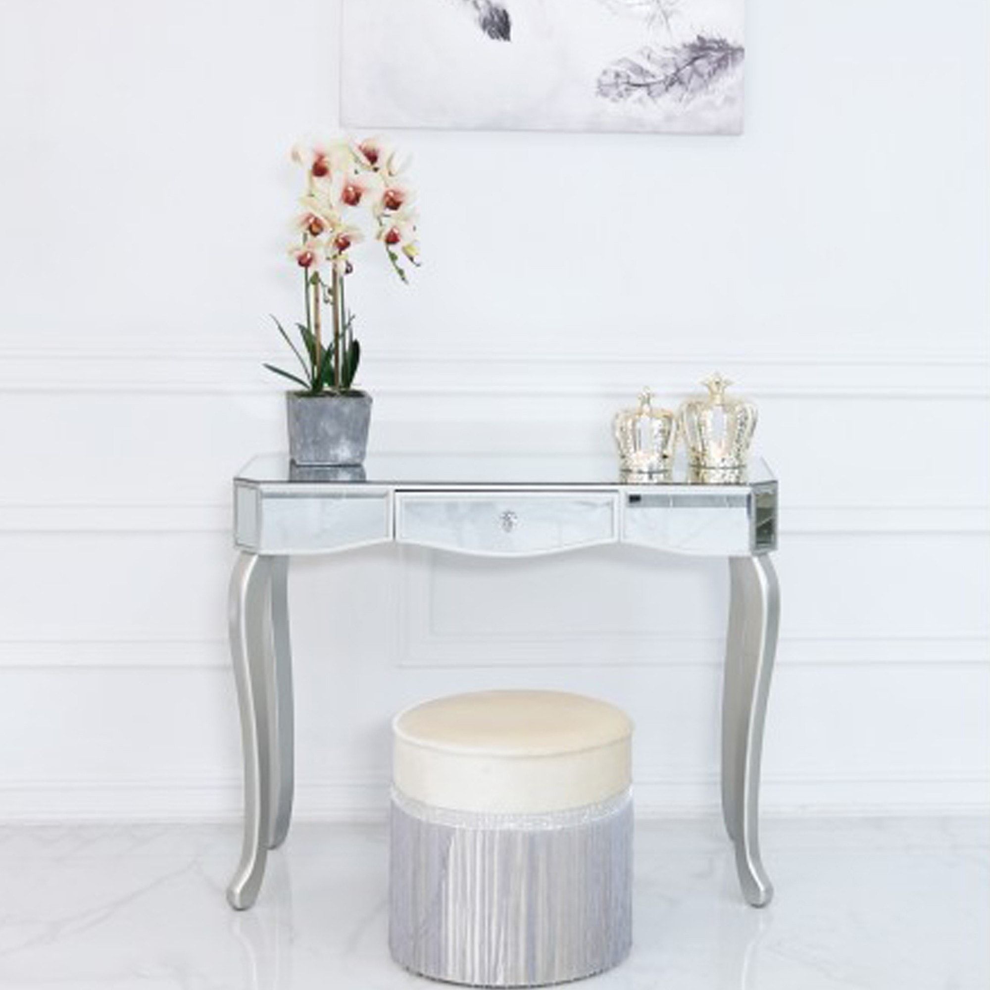 Silver 1 Drawer Console Table | Mirrored Furniture | Console Tables For Silver Console Tables (View 10 of 20)