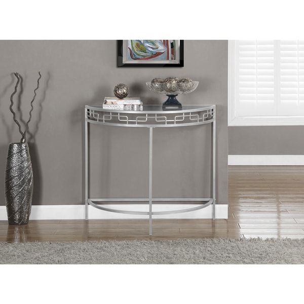 Silver Metal 36 Inch Hall Console Accent Table – Overstock – 9673132 With Metallic Silver Console Tables (View 7 of 20)