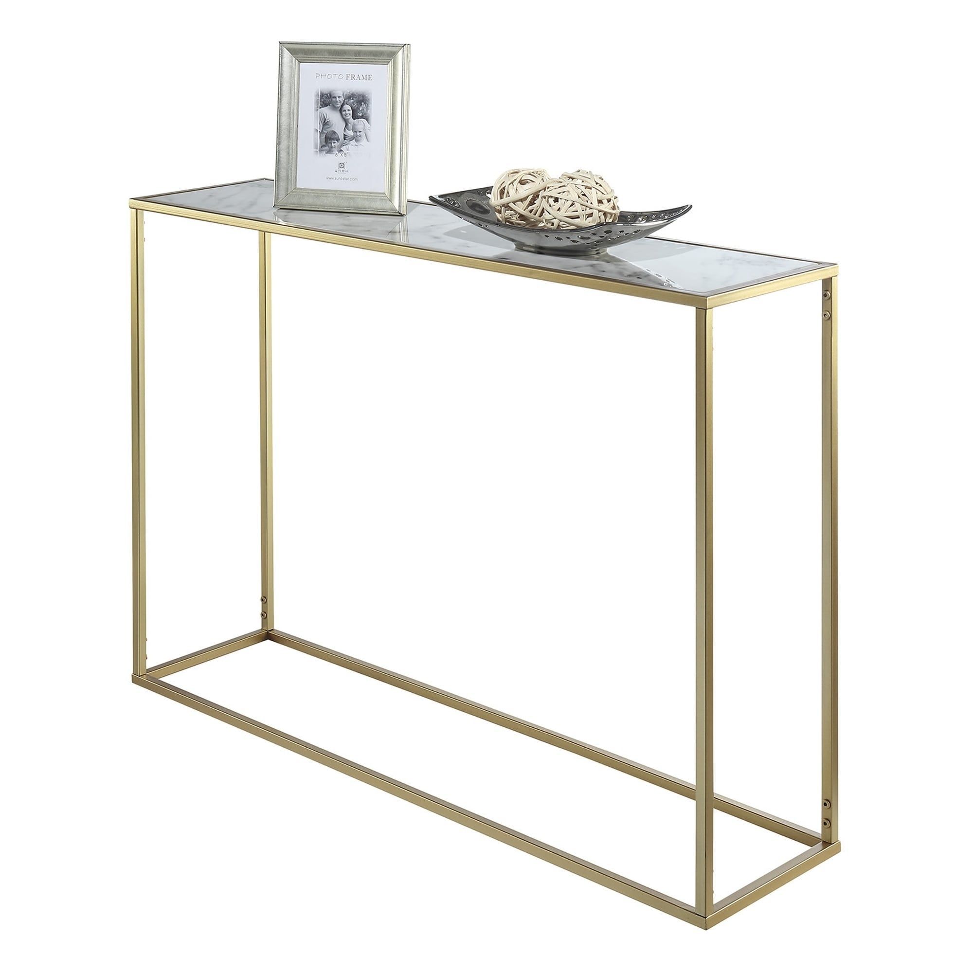 Silver Orchid Hasmik Rectangular Faux Marble Console Table (mirror/gold Regarding Faux Marble Console Tables (View 13 of 20)