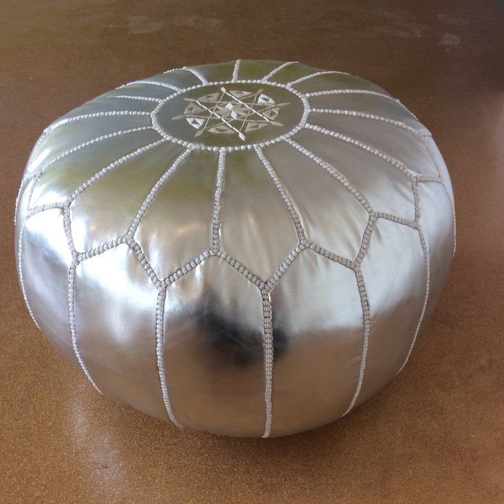 Silver Pouf | Silver, Pouf, Beautiful Leather Within Weathered Silver Leather Hide Pouf Ottomans (View 4 of 20)