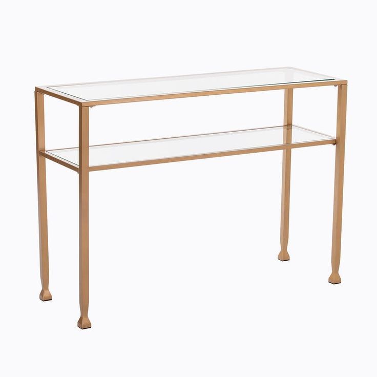 Simple Glam Gold Metal & Glass Console Table In 2020 | Glass Console In Square Black And Brushed Gold Console Tables (View 4 of 20)