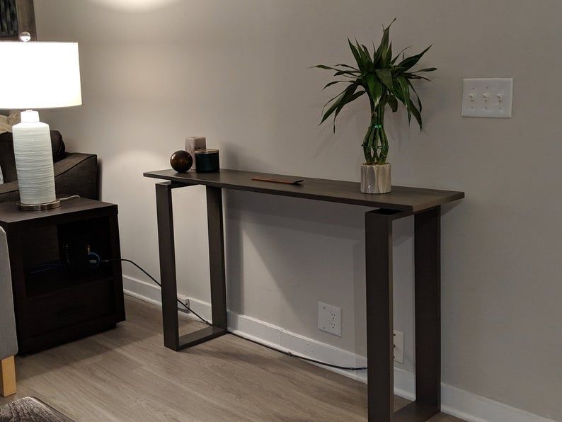 Simple Modern Hallway Table, Floating Top Console Table, Solid Wood Intended For Square Console Tables (View 16 of 20)