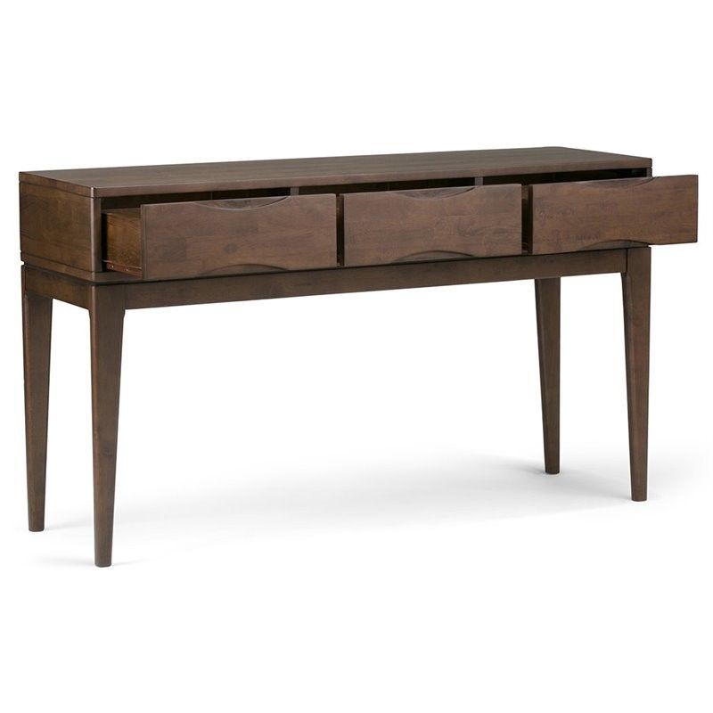 Simpli Home Harper Console Table In Walnut Brown – 3axchrp 03 Regarding Brown Console Tables (Gallery 19 of 20)