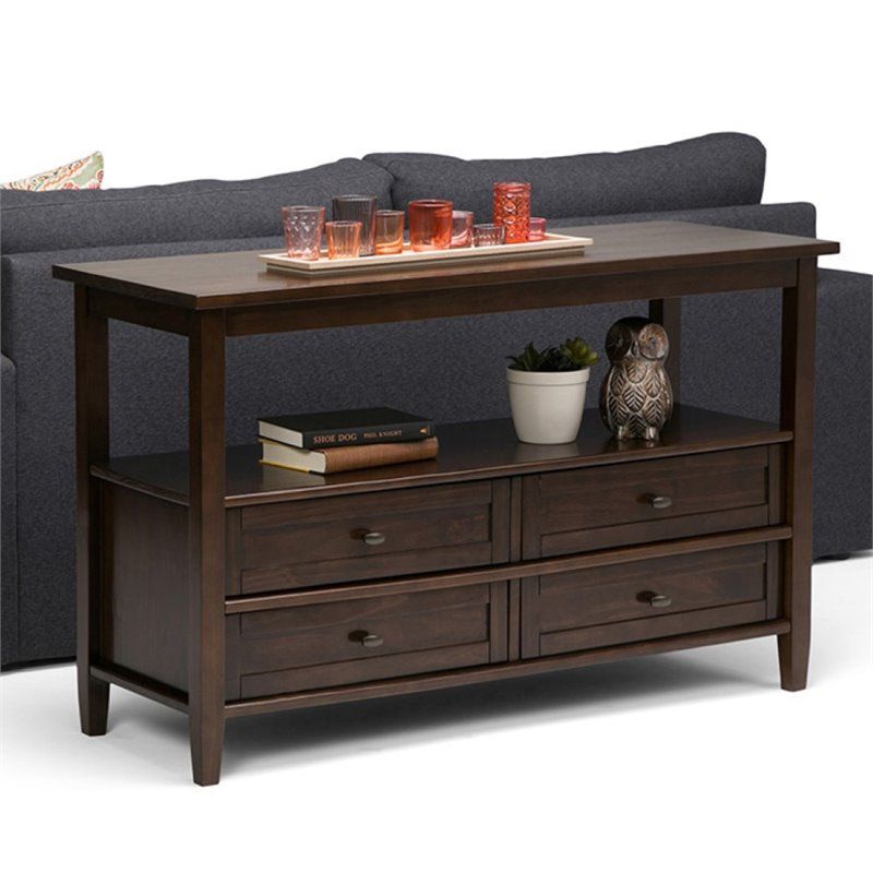 Simpli Home Warm Shaker Console Table In Tobacco Brown 840469016224 | Ebay With Warm Pecan Console Tables (View 16 of 20)