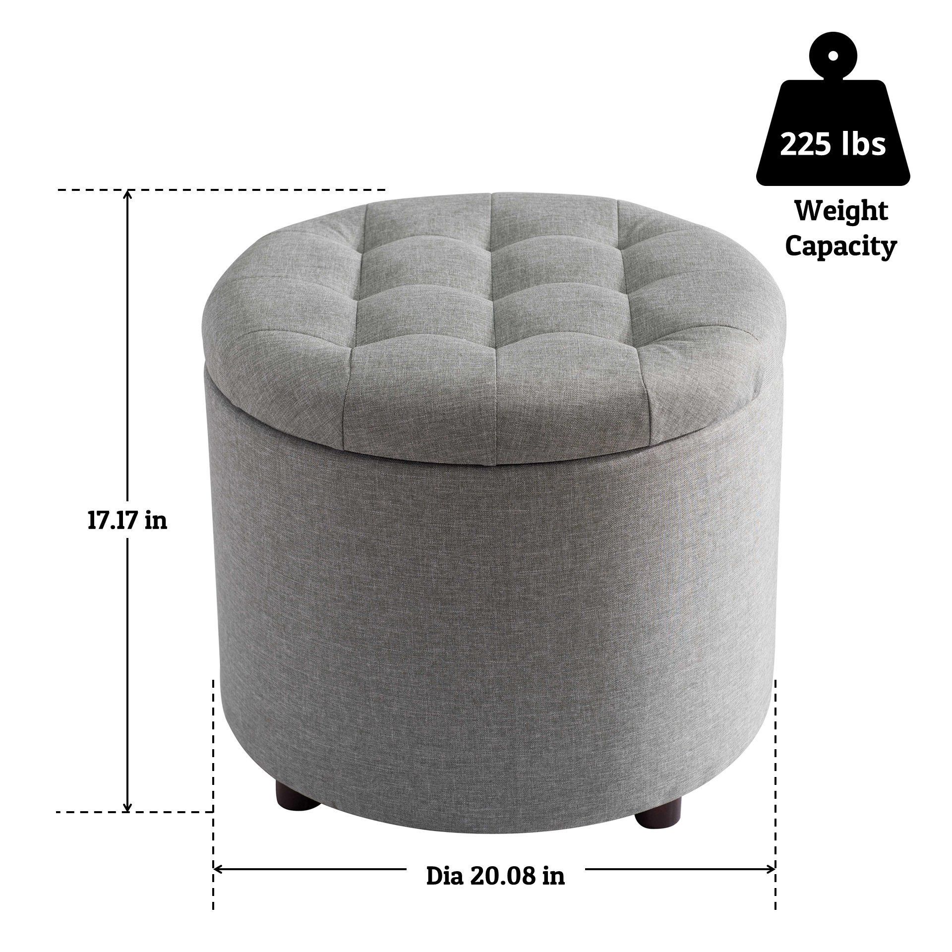 Sj Collection Round Tufted Ottoman With Storage, 5 In 1 Chest Seating Pertaining To Light Gray Tufted Round Wood Ottomans With Storage (View 6 of 20)