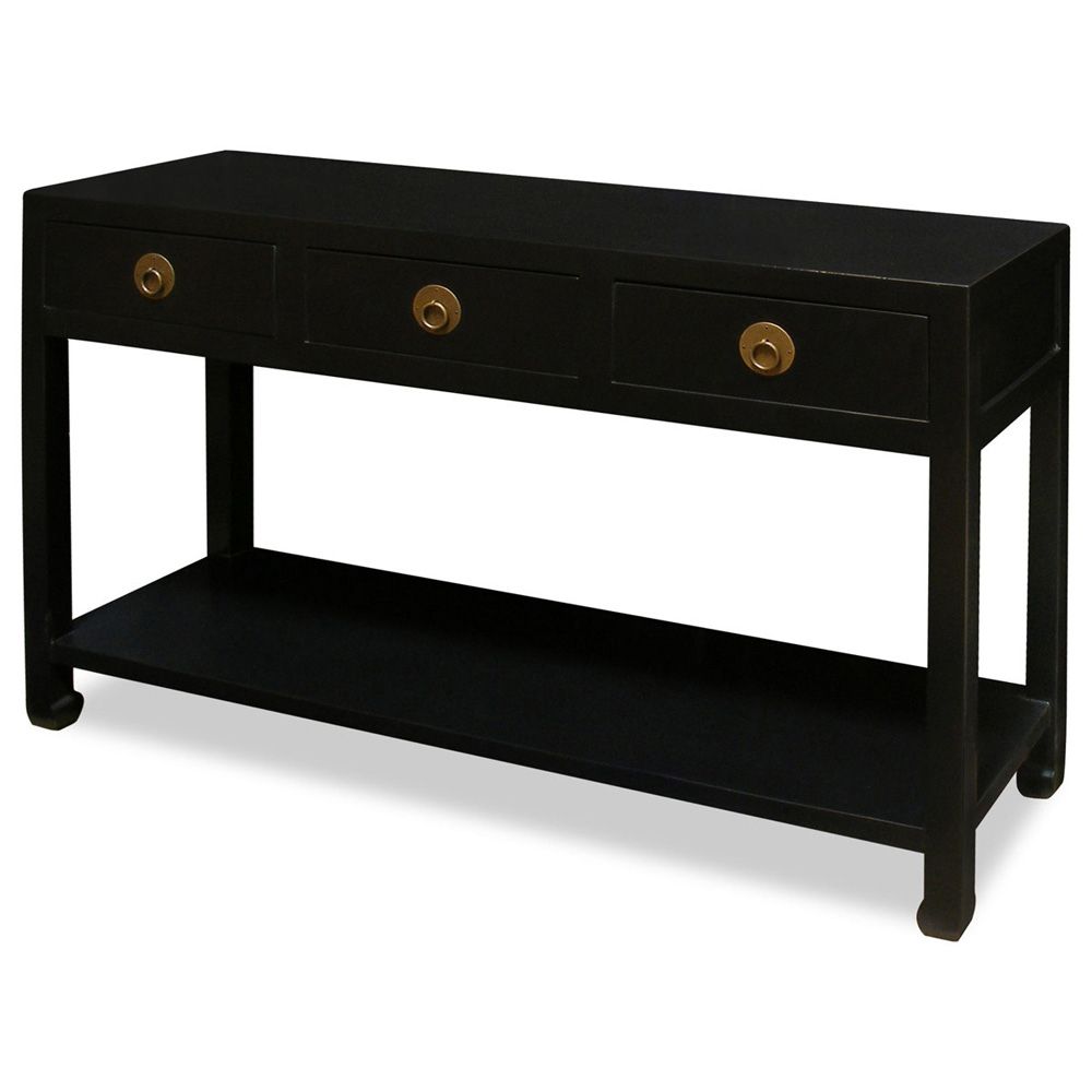 Slim Matte Black Elmwood Ming Console Table Pertaining To Swan Black Console Tables (View 14 of 20)