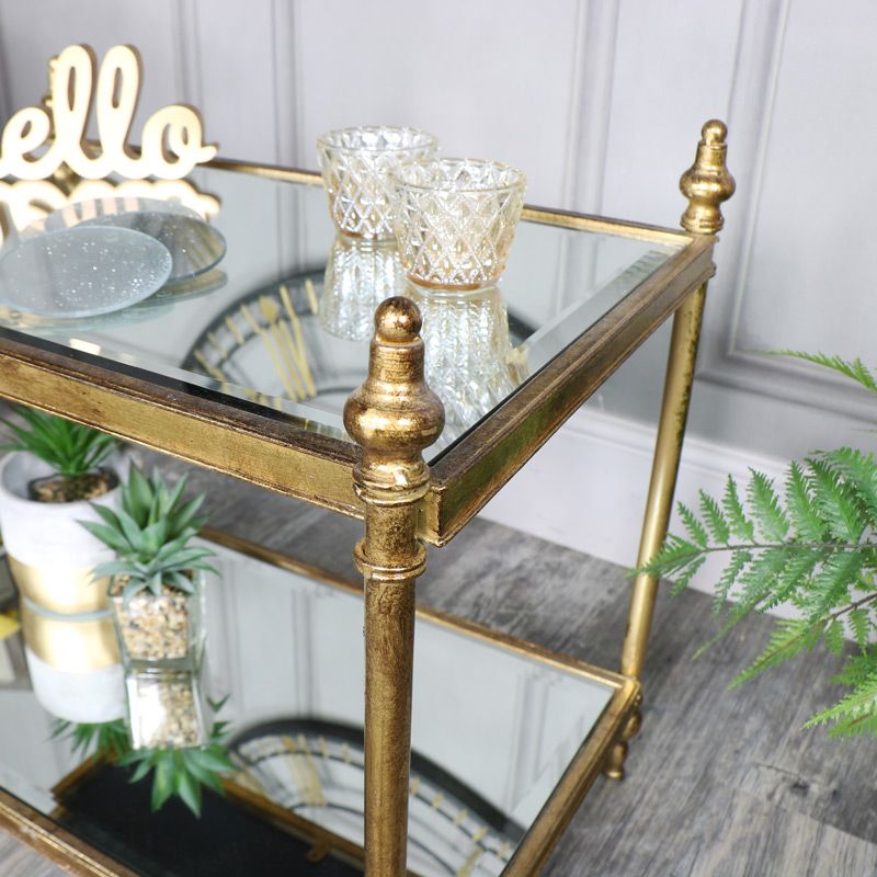 Small Rectangle Antique Gold Mirrored Side Table – Windsor Browne Intended For Antiqued Gold Rectangular Console Tables (View 2 of 20)