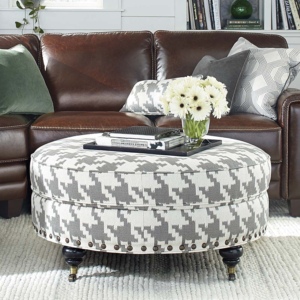 Small Round Ottoman Giving Extra Update In Your Home Decor – Homesfeed Regarding Green Fabric Square Storage Ottomans With Pillows (View 3 of 20)