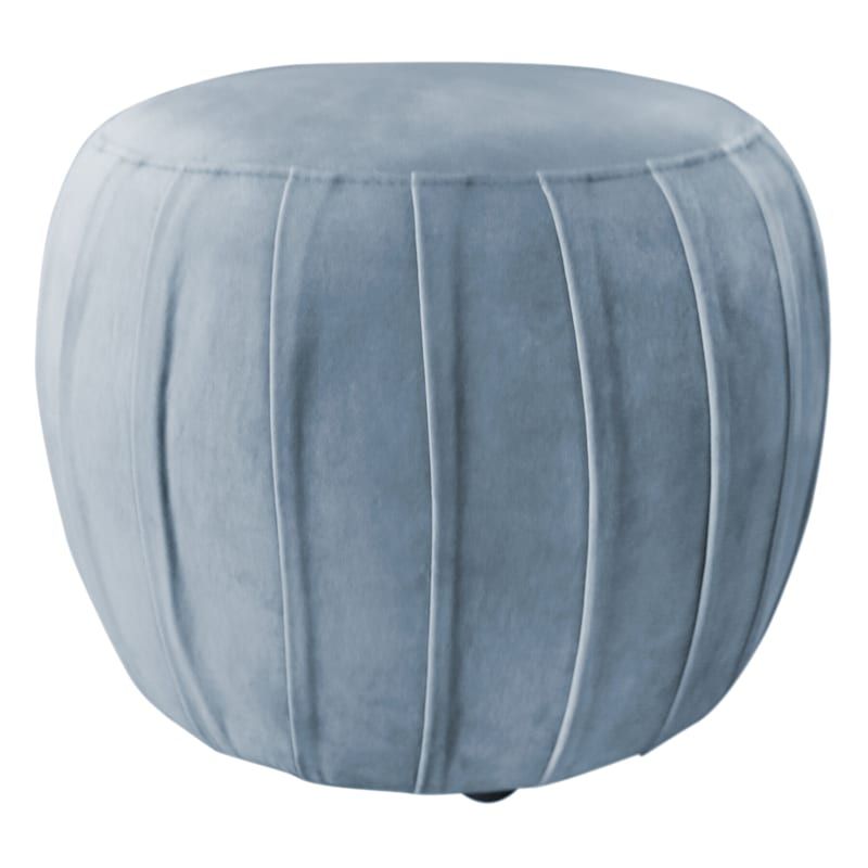 Small Velvet Light Blue Round Nesting Ottoman | At Home Throughout Light Blue Cylinder Pouf Ottomans (View 3 of 20)