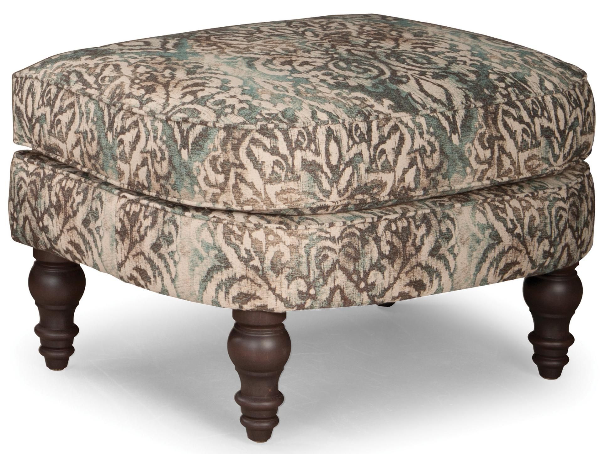 Smith Brothers 568 Upholstered Chair And Ottoman With Turned Wood Legs For Wooden Legs Ottomans (View 7 of 20)