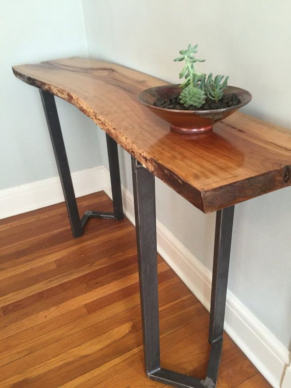 Sofa Table Entryway Table Live Edge Slab Bar Table Console Table Rustic Inside Rustic Walnut Wood Console Tables (View 17 of 20)