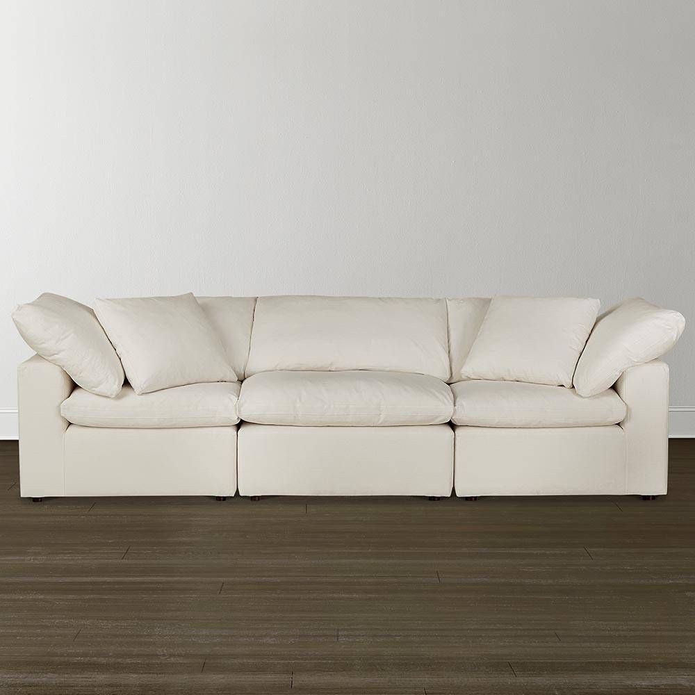 Soflex Pearl White Cloud Modular Sectional Stain Resistant Fabric In Pearl Modular Ottomans (View 9 of 20)