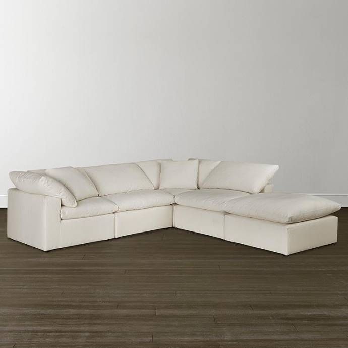 Soflex Pearl White Cloud Modular Sectional Stain Resistant Fabric Regarding Pearl Modular Ottomans (View 11 of 20)
