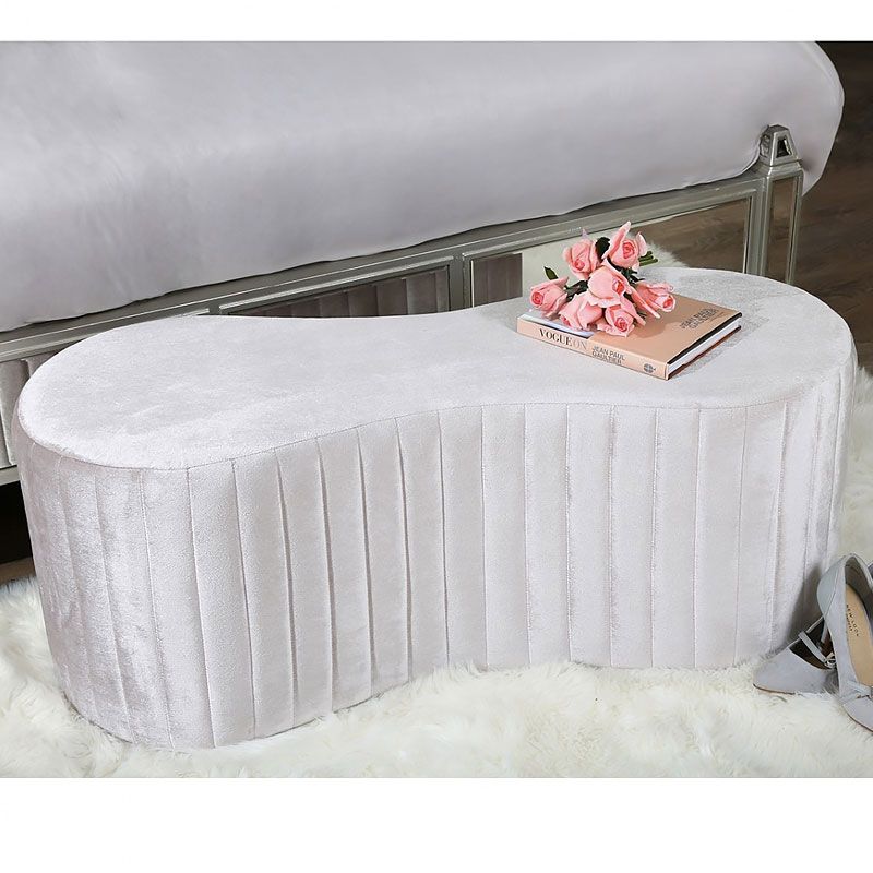 Soft Pink Fabric Deeply Padded Tufted Bench Ottoman | Picture Perfect Home With Pink Fabric Banded Ottomans (View 16 of 20)