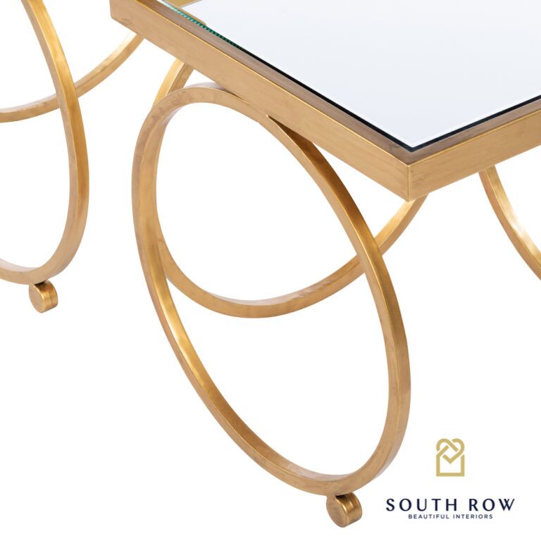 South Row Winston Nesting Table Set Gold – Lawlors Furniture & Flooring For Round Gold Metal Cage Nesting Ottomans Set Of  (View 11 of 20)