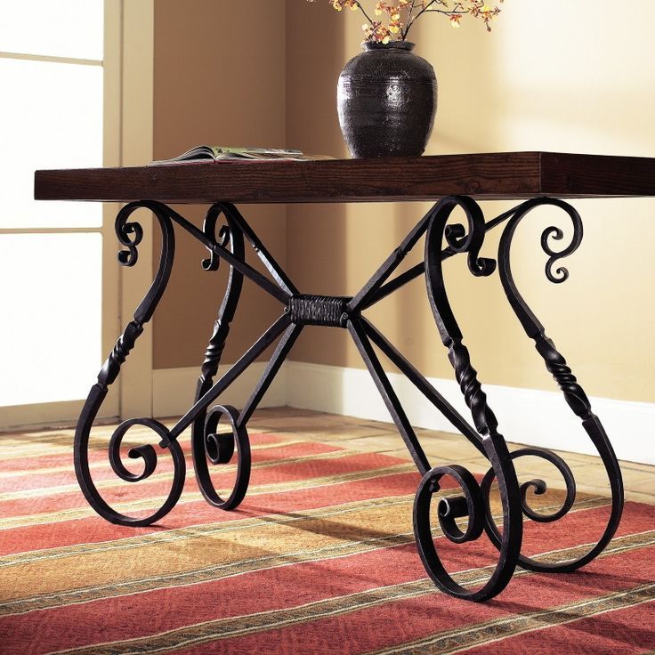 Split Scroll Console Table Intended For Oval Aged Black Iron Console Tables (View 7 of 20)