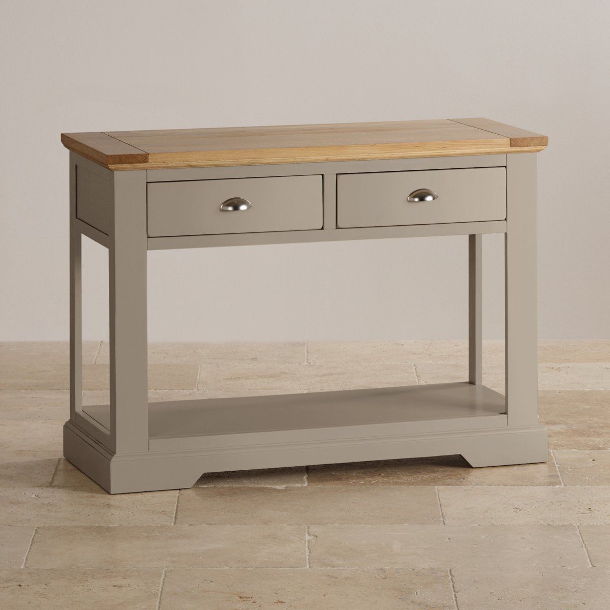 St Ives Grey Console Table With Brushed Oak Top Intended For Vintage Gray Oak Console Tables (View 16 of 20)