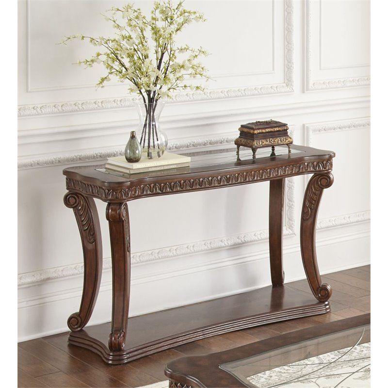 Steve Silver Innsbruck Glass Top Console Table In Warm Brown – Ib300s In Silver Console Tables (View 16 of 20)