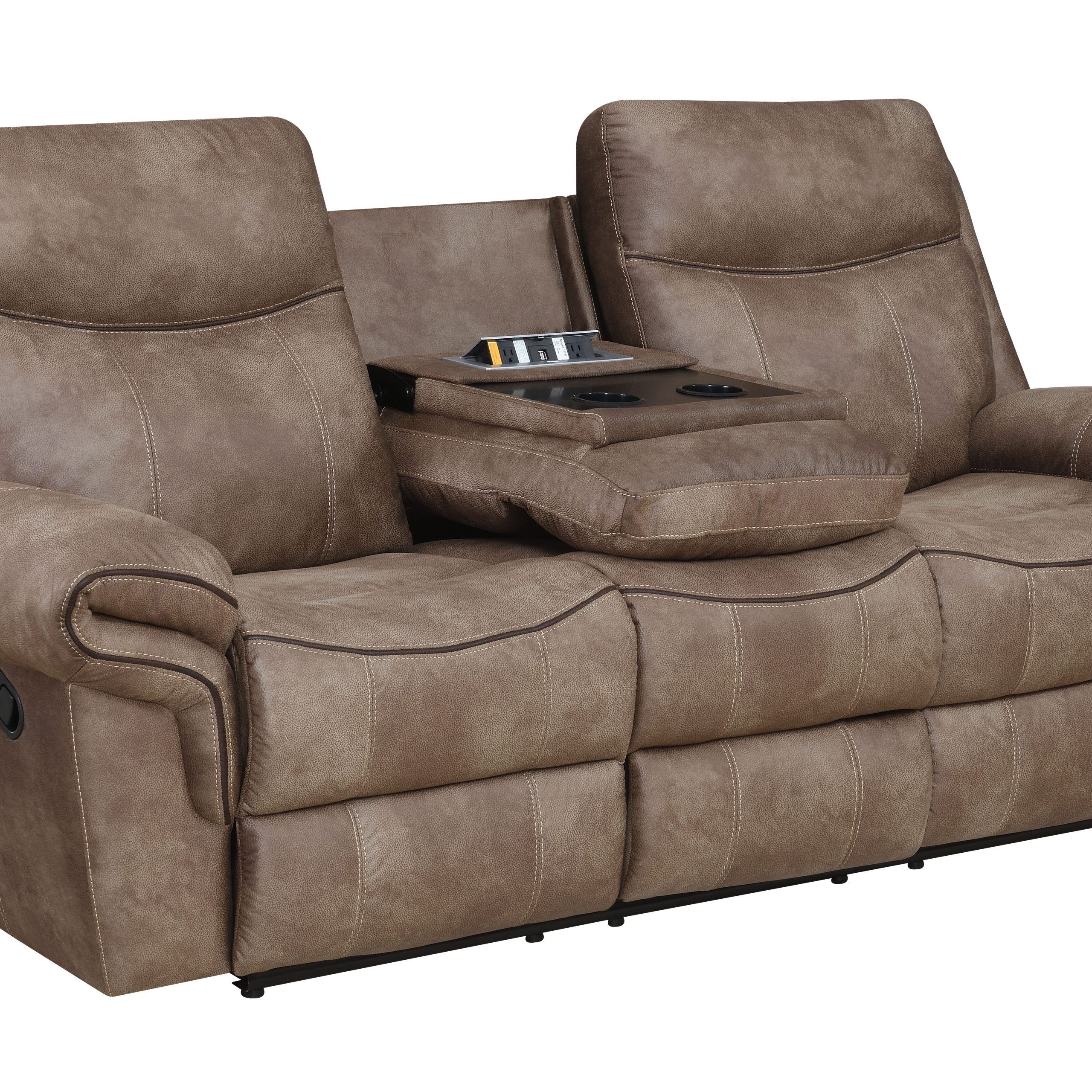 Steve Silver Nh850s Nashville Cocoa Reclining Sofa With Drop Down Table Intended For Cocoa Console Tables (View 12 of 20)