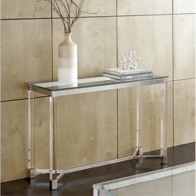 Steve Silver Talia Glass Top Acrylic Console Table In Chrome – Tl200s Within Chrome Console Tables (View 5 of 20)