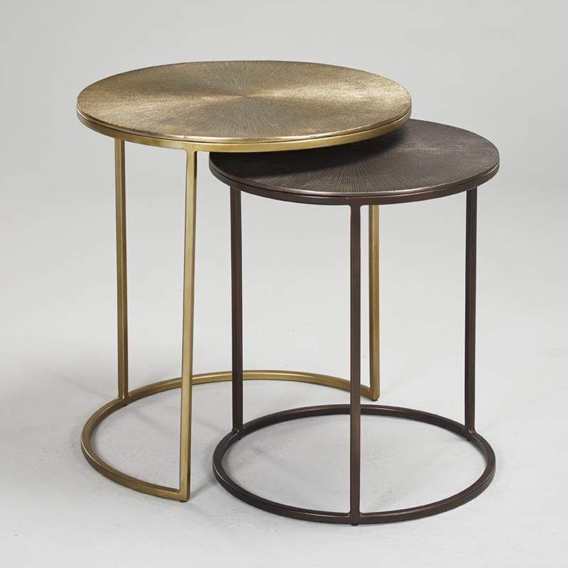 Stock Round Nesting Side Tables – Gold / Copper – Robert Langford London Regarding Antique Gold Nesting Console Tables (View 10 of 20)
