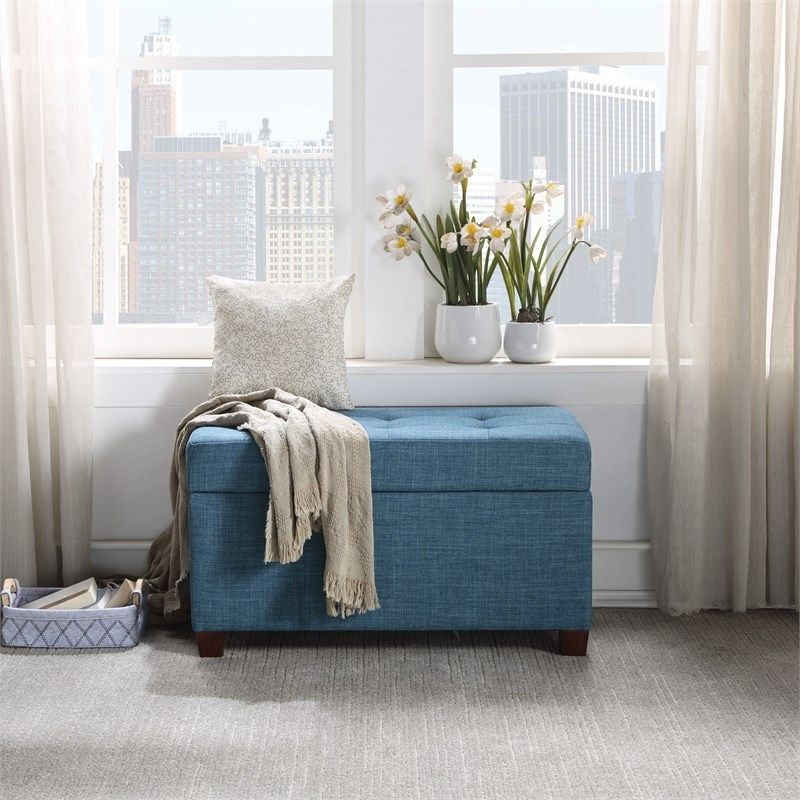 Storage Ottoman In Blue Fabric – Met804 M21 Throughout Fabric Storage Ottomans (View 15 of 20)