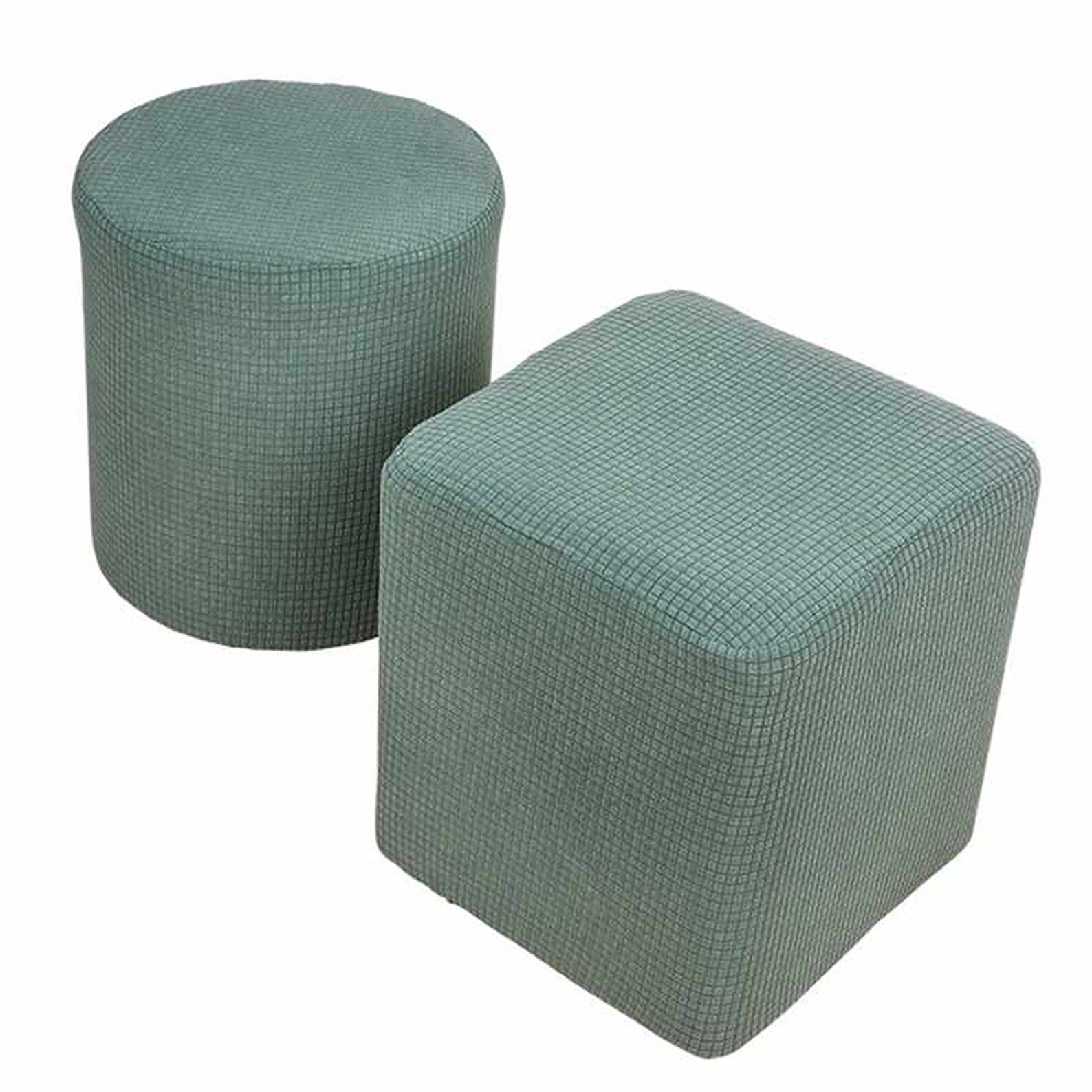 Stretch Ottoman Slipcover Footrest Footstool Cover Cube Pouf | Etsy Throughout Solid Cuboid Pouf Ottomans (View 12 of 20)