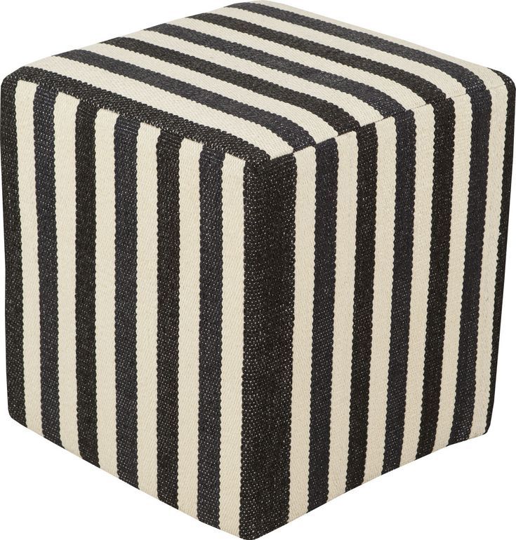 Striped Pvc Black And White #pouf #hedgeapple | Square Pouf, Ottoman, Pouf Within Stripe Black And White Square Cube Ottomans (View 11 of 20)